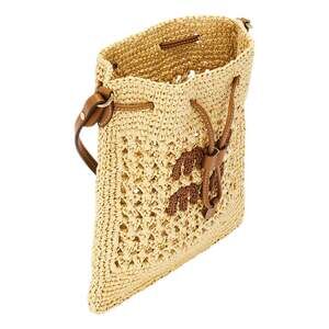 Miu Miu Woven Raffia Mini Bucket Bag in Beige and